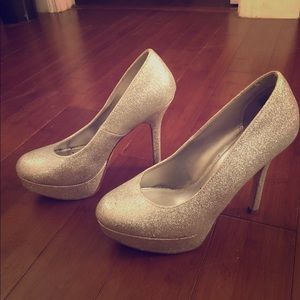 Silver Glitter high heels